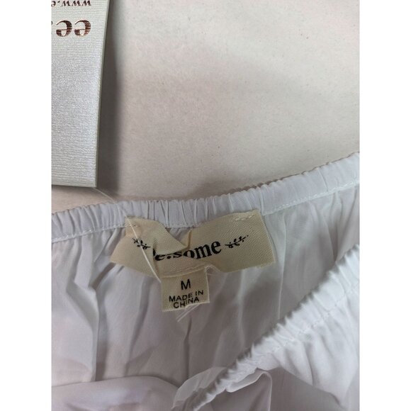 ee:some Smocked Blouse White/Ivory One Shoulder Womens Medium New with Tags - Picture 3 of 10
